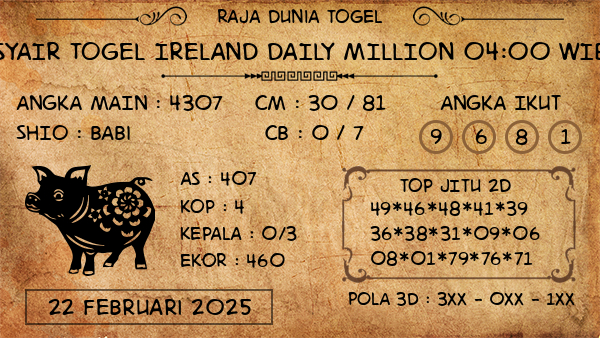 Prediksi Ireland Daily Million 04:00 WIB