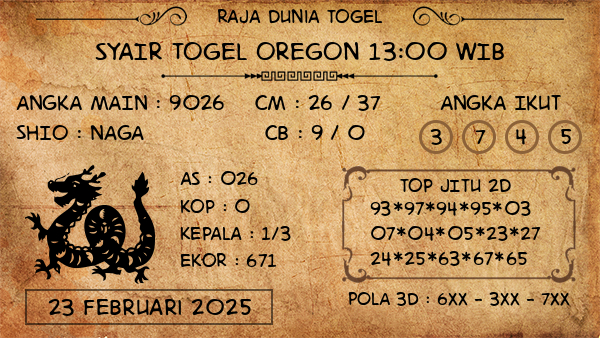 Prediksi Oregon 13:00 WIB